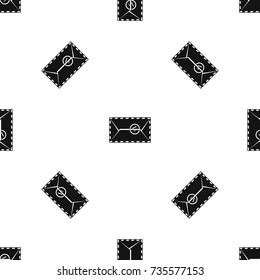 Mail envelope with a stamp pattern repeat seamless in black color for any design. Vector geometric illustration