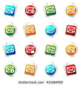 Mail and envelope stickers label icon set for web sites