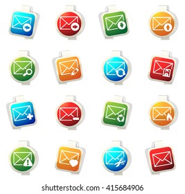 Mail and envelope stickers label icon set for web sites