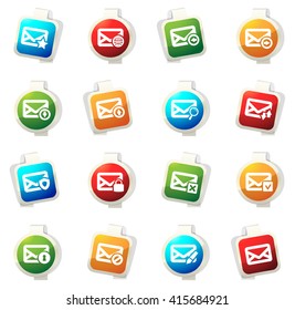 Mail and envelope stickers label icon set for web sites