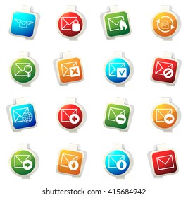 Mail and envelope stickers label icon set for web sites