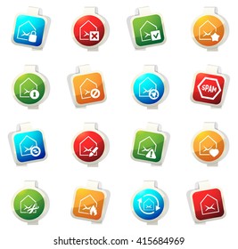 Mail and envelope stickers label icon set for web sites