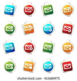Mail and envelope stickers label icon set for web sites