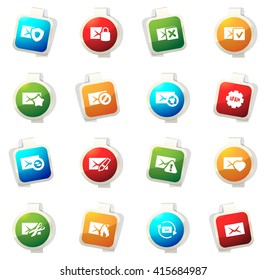 Mail and envelope stickers label icon set for web sites