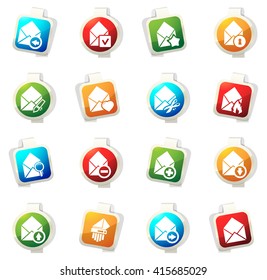 Mail and envelope stickers label icon set for web sites