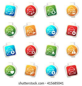 Mail and envelope stickers label icon set for web sites