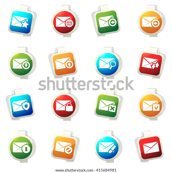 Mail Envelope Stickers Label Icon Set Stock Vector (Royalty Free