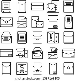 mail and envelope thin line icons set
