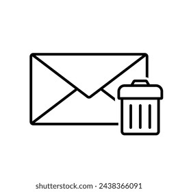 Mail envelope with trash bin icon, delete message, email symbol	