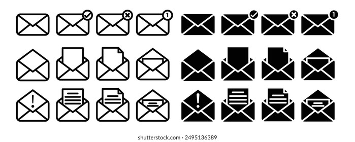 Mail envelope vector icon set
