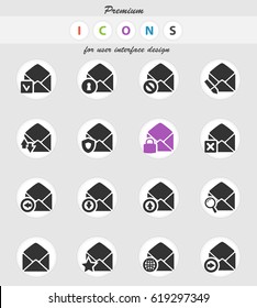 mail and envelope vector icons for user interface design