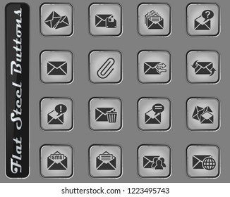 mail and envelope vector web icons on the flat steel buttons