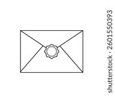 Mail Envelope with Wax Seal Outline Icon Illustration on White Background