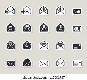 mail envelope web icons set. paper stickers