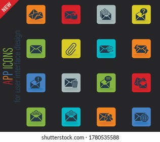 mail and envelope web icons for user interface design
