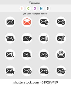 mail and envelope web icons for user interface design