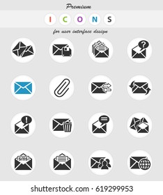mail and envelope web icons for user interface design