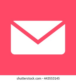Mail Or Envelope white icon on magenta color background. Eps-10.