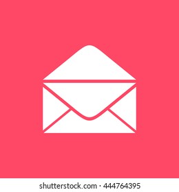 Mail Or Envelope white icon on magenta color background. Eps-10.
