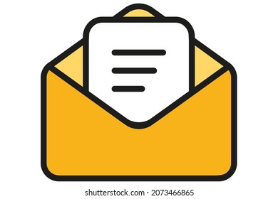 Sobre de correo. Icono de sobre amarillo. Señal de dirección de correo electrónico. Símbolo de la letra.
