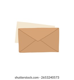 Mail envelopes design element. Post cards, envelopes, post stamps, craft paper letters and mail envelopes. Postage cards, cute envelopes vector illustration. Love messages with stickers and plants