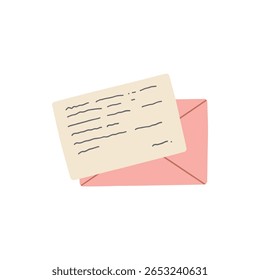 Mail envelopes design element. Post cards, envelopes, post stamps, craft paper letters and mail envelopes. Postage cards, cute envelopes vector illustration. Love messages with stickers and plants