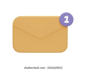 Sobres de correo en línea con dibujos animados de iconos de vector 3d estilo mínimo