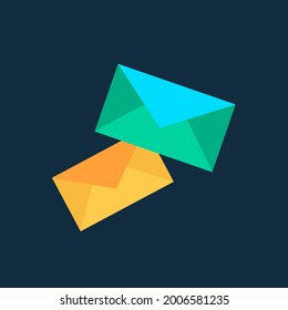 Mail envelopes. Vector icon of an envelope with letter. Close  postal envelope. Illustration envelope letter in a flat