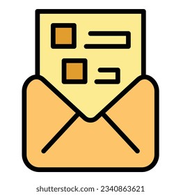 Mail-Prüfung Symbol Umrissvektor. Online-Test. Computerschulfarben