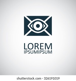 mail eye icon, on white background
