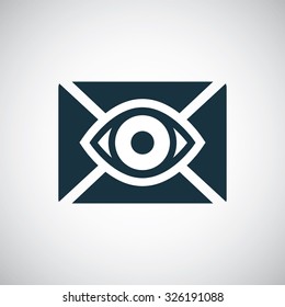 mail eye icon, on white background
