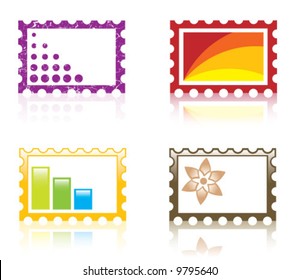 Mail fantasy stamps with reflection