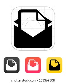 Mail with file icon on white background. Envelope signs for web and applications. Vector illustration.
