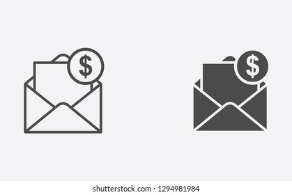 Mail filled and outline vector icon sign symbol