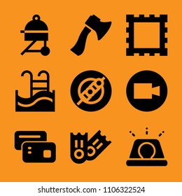 mail, financial, tomato, tasty, focus and debt icon vector set. Flat vector design with filled icons. Designed for web and software interfaces
