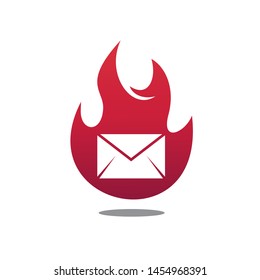 Mail With Fire Logo Design