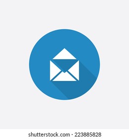 mail Flat Blue Simple Icon with long shadow, isolated on white background  