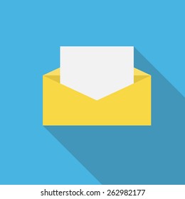 Mail flat icon. Long shadow. Message,post,delivery. Vector illustration EPS10