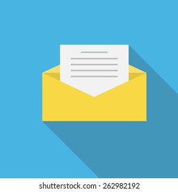 Mail flat icon. Long shadow. Message,post,delivery. Vector illustration EPS10