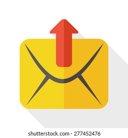 Mail flat icon with long shadow