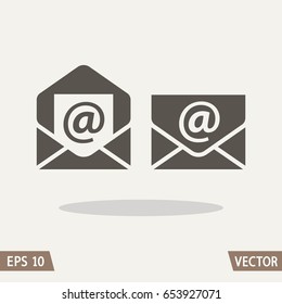 Mail flat icon set, open and closed envelope, e-mail symbol. Vector illustration for web and commercial use.