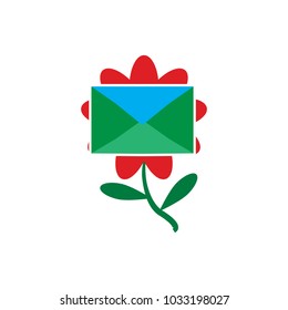 Mail Flower Logo Icon Design