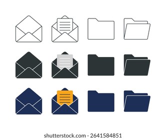 Mail Folder Icons (3 styles - colored, outline, solid)