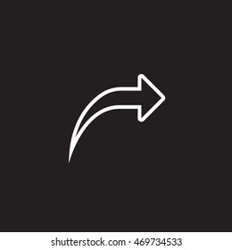 Mail forward line icon, outline vector logo illustration, linear pictogram isolated on black