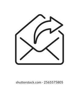 Mail forward thin line icons. Perfect pixel on transparent background