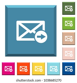 Mail forwarding white icons on edged square buttons in various trendy colors