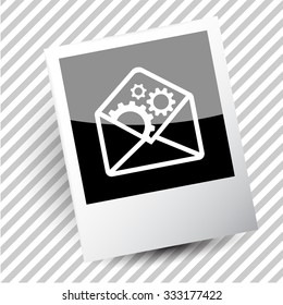 mail with gears. Photoframe. Vector icon.