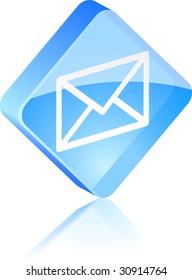 Botón de cristal de correo. Ilustración vectorial.