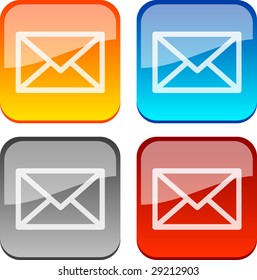 Mail glossy buttons. Vector illustration.