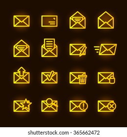 Mail golden icon set